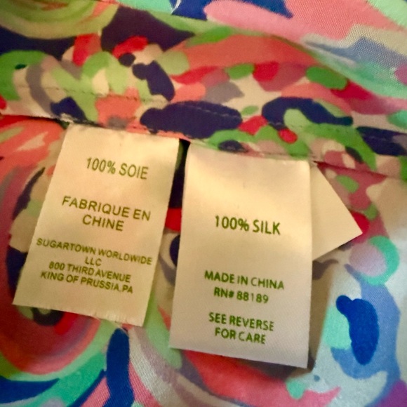 Lilly Pulitzer Silk Colorful Blouse Size M - Picture 4 of 4